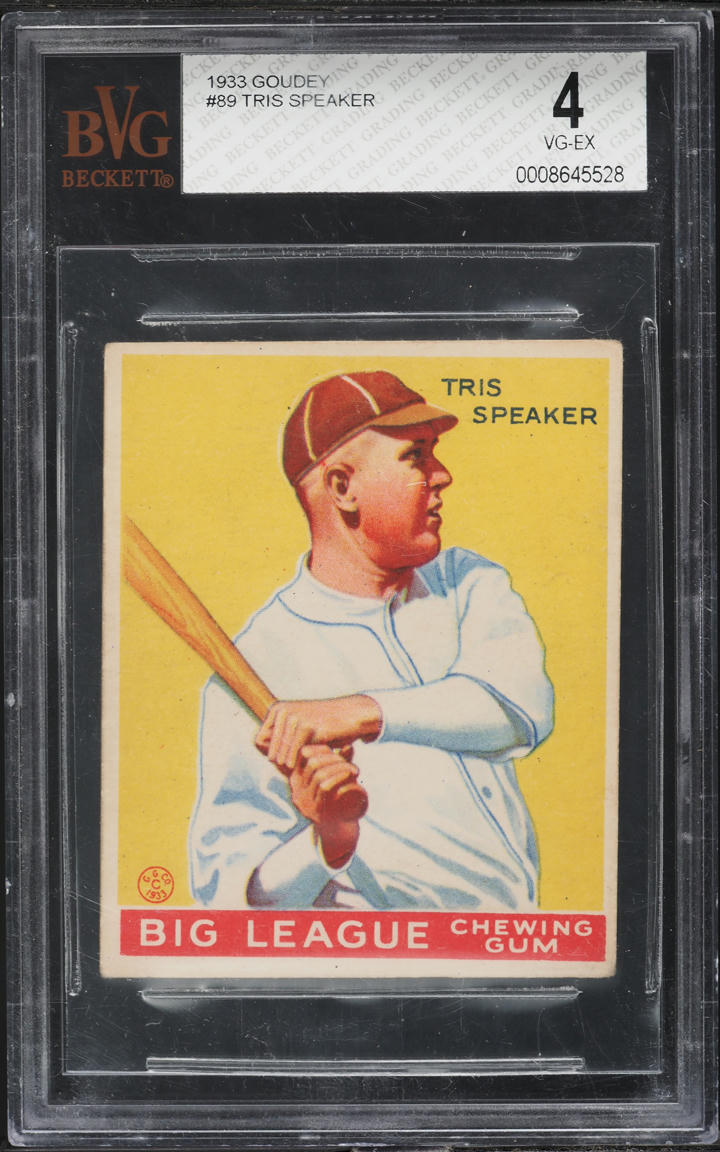 1933 Goudey Tris Speaker #89 BVG 4 VGEX