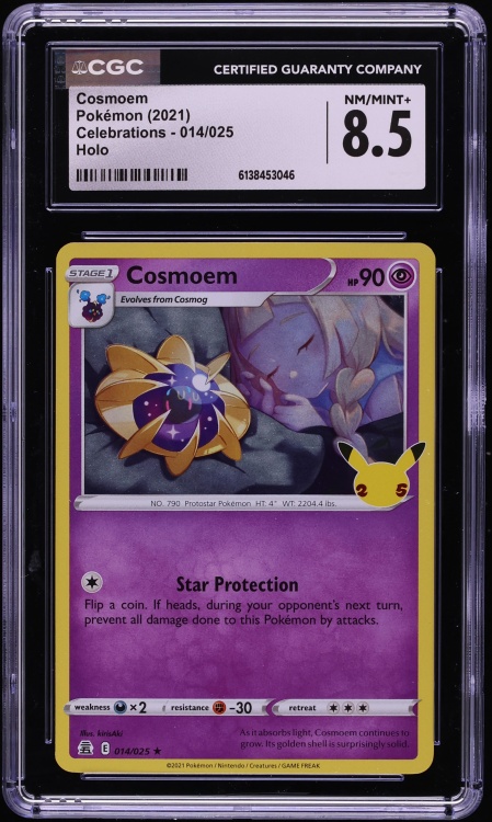 2021 Pokemon Sword & Shield Celebrations Holo Cosmoem #14 CGC 8.5 NM-MT+