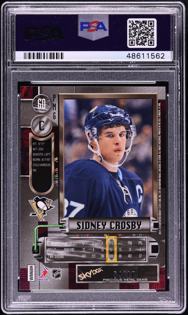 2012 Fleer Retro '97 Metal Universe Precious Metal Gems PMG Green Sidney Crosby /10 #60 PSA 7