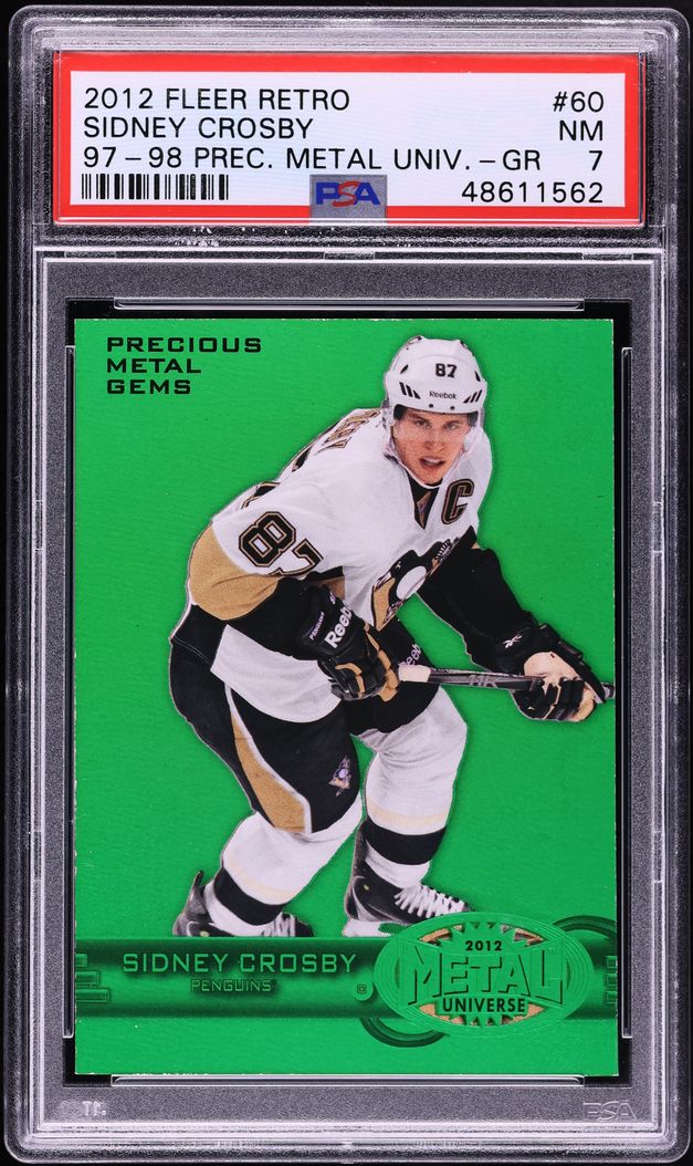 2012 Fleer Retro '97 Metal Universe Precious Metal Gems PMG Green Sidney Crosby /10 #60 PSA 7