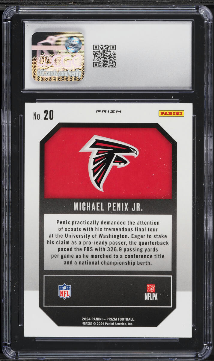 2024 Panini Prizm Emergent Green Wave Michael Penix Jr. ROOKIE #20 CGC 9 MINT