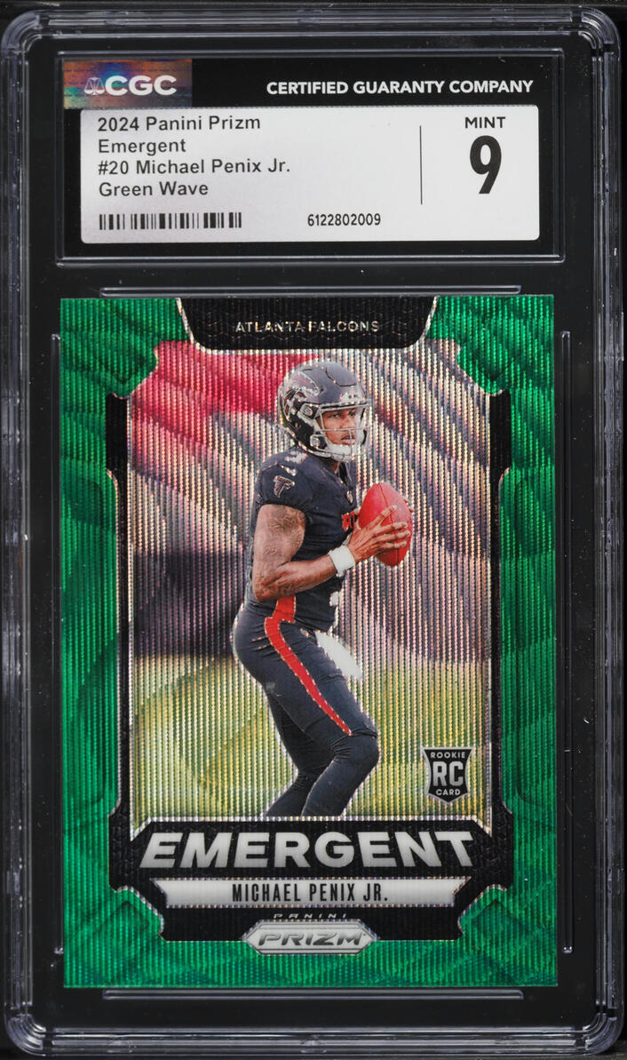 2024 Panini Prizm Emergent Green Wave Michael Penix Jr. ROOKIE #20 CGC 9 MINT