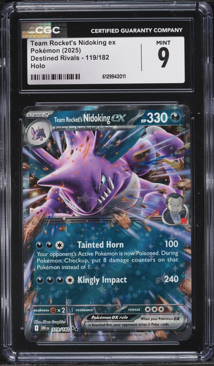 2025 Pokemon Scarlet & Violet Destined Rivals Holo Team Rocket's Nidoking ex #119 CGC 9 MINT