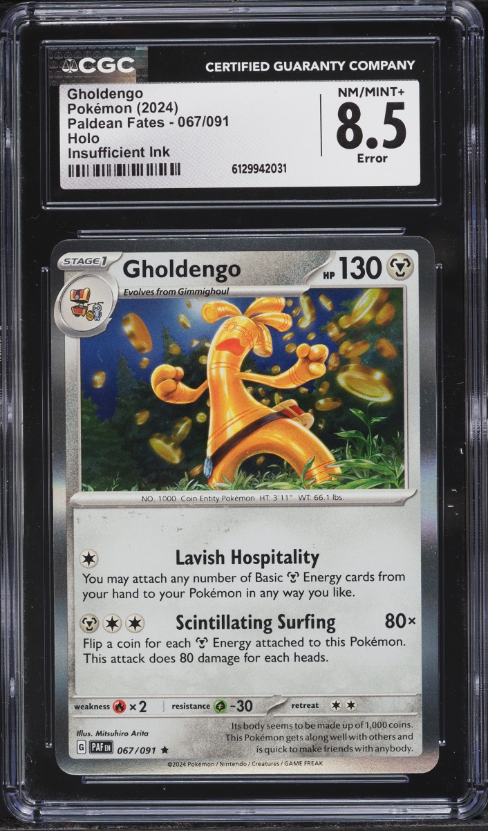2024 Pokemon Scarlet & Violet Paldean Fates Holo Gholdengo #67 CGC 8.5 NM-MT+