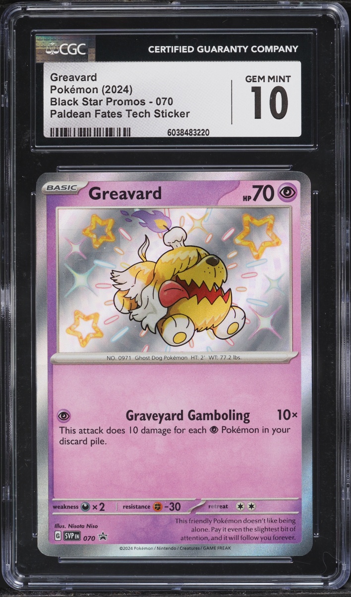 2024 Pokemon Scarlet & Violet Promo Paldean Fates Tech Sticker Greavard #070 CGC 10 GEM MINT