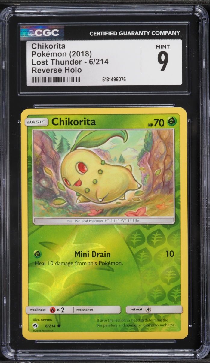 2018 Pokemon Lost Thunder Reverse Holo Chikorita #6 CGC 9 MINT