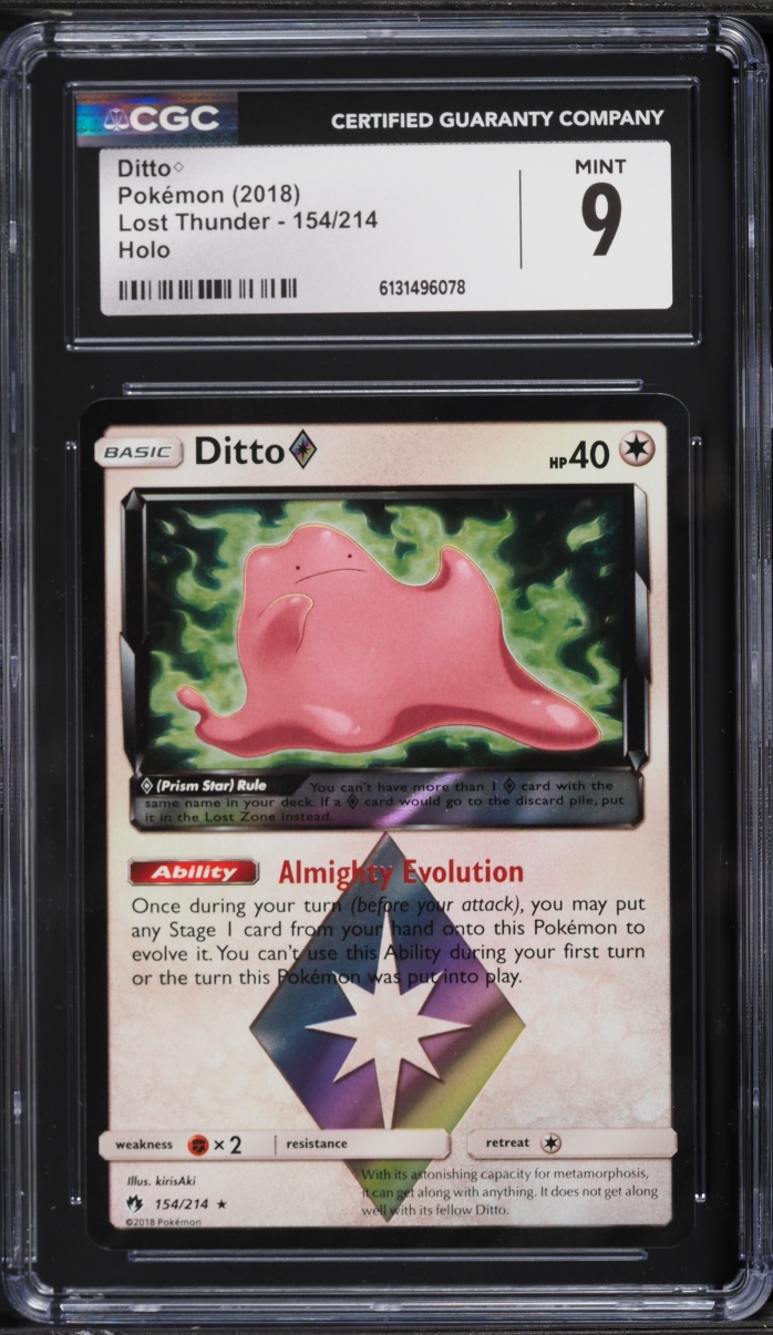2018 Pokemon Sun & Moon Lost Thunder Holo Ditto #154 CGC 9 MINT