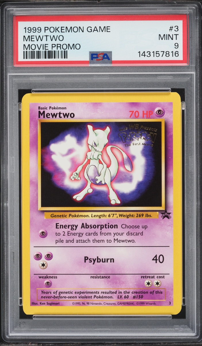 1999 Pokemon Movie Black Star Promo Mewtwo #3 PSA 9 MINT