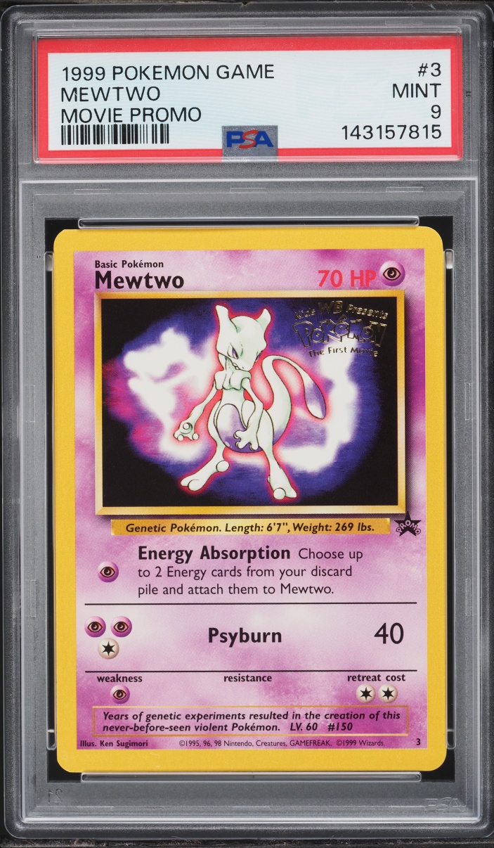 1999 Pokemon Movie Black Star Promo Mewtwo #3 PSA 9 MINT