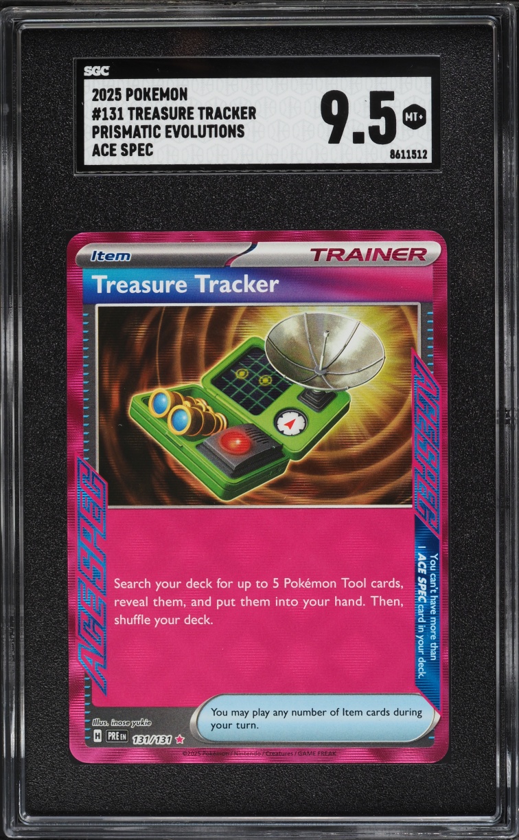 2025 Pokemon Scarlet & Violet Prismatic Evolutions Ace Spec Treasure Tracker #131 SGC 9.5 MINT+