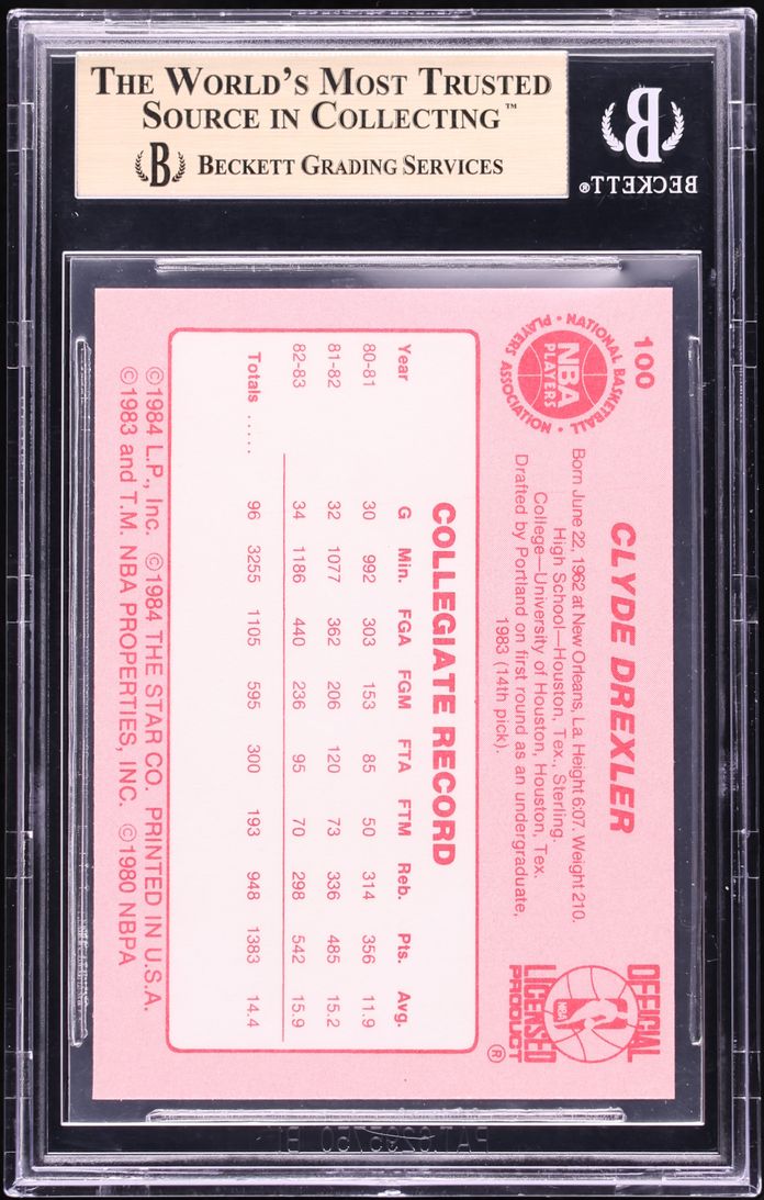 1983 Star Basketball Clyde Drexler ROOKIE #100 BGS 9.5 GEM MINT