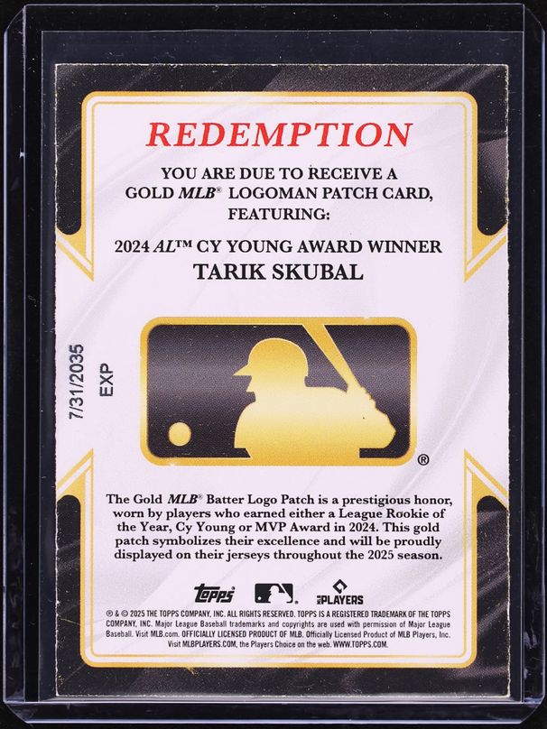 2025 Topps Chrome Cy Young Award Gold MLB Logoman Patch Card Tarik Skubal /4, Scratched