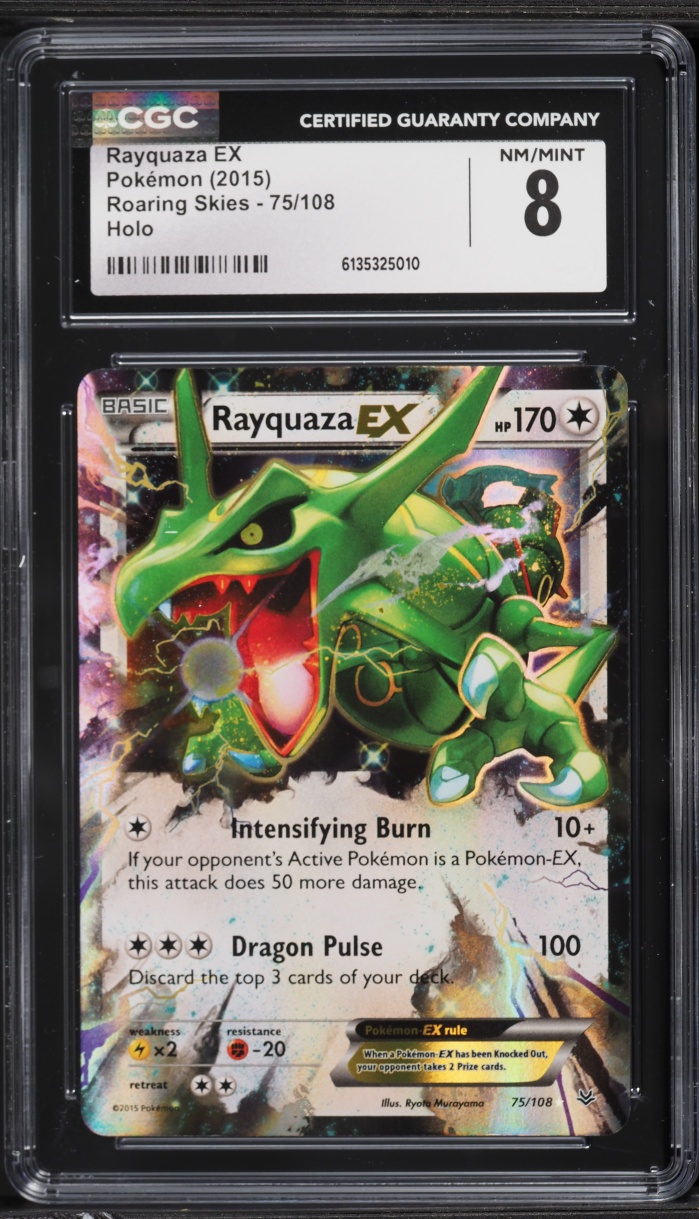2015 Pokemon XY Roaring Skies Holo Rayquaza EX #75 CGC 8 NM-MT