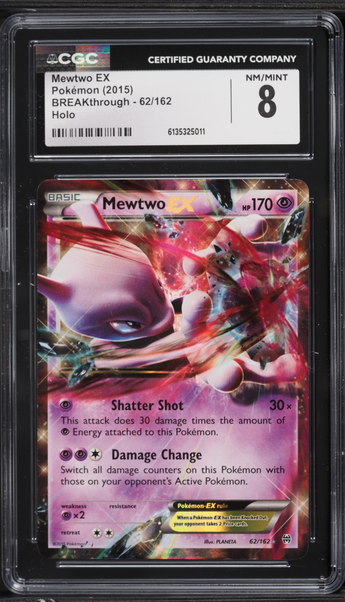 2015 Pokemon XY BREAKthrough Holo Mewtwo EX #62 CGC 8 NM-MT