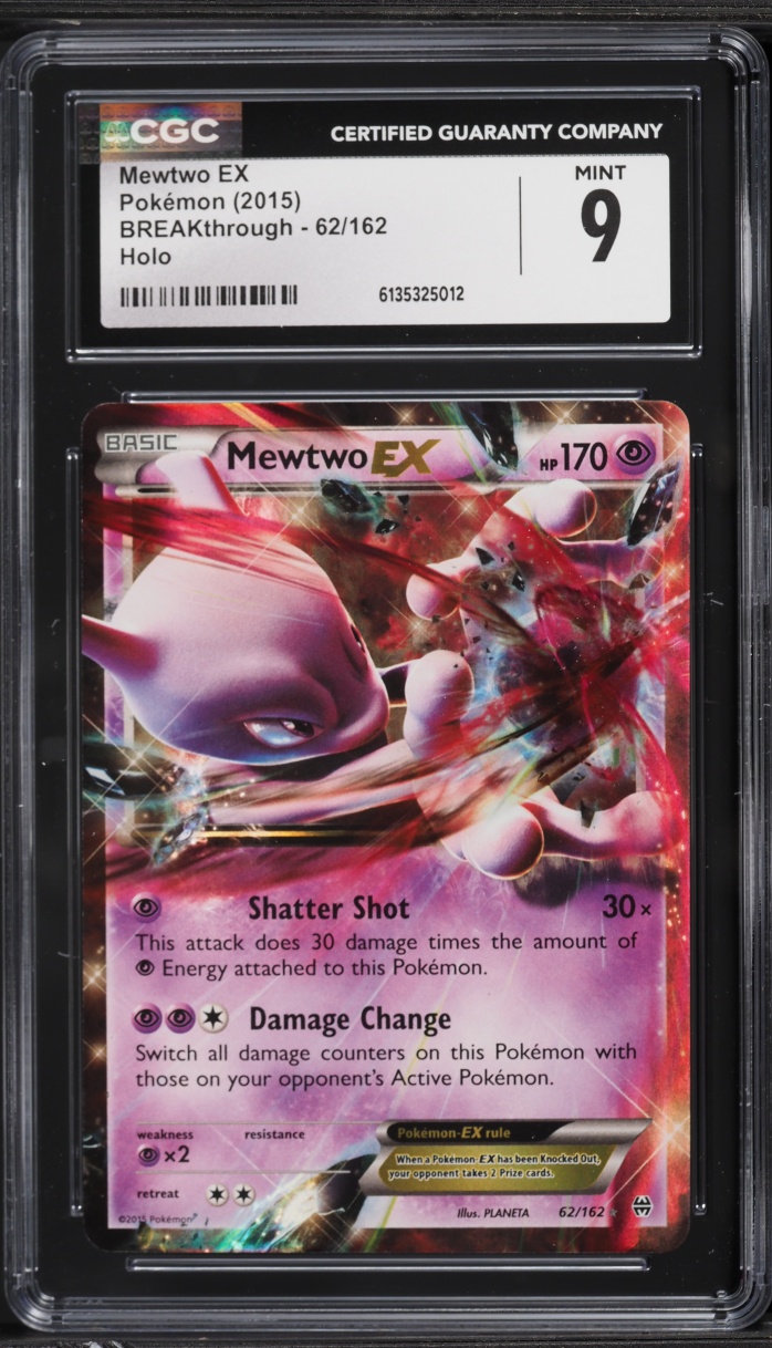 2015 Pokemon XY BREAKthrough Holo Mewtwo EX #62 CGC 9 MINT