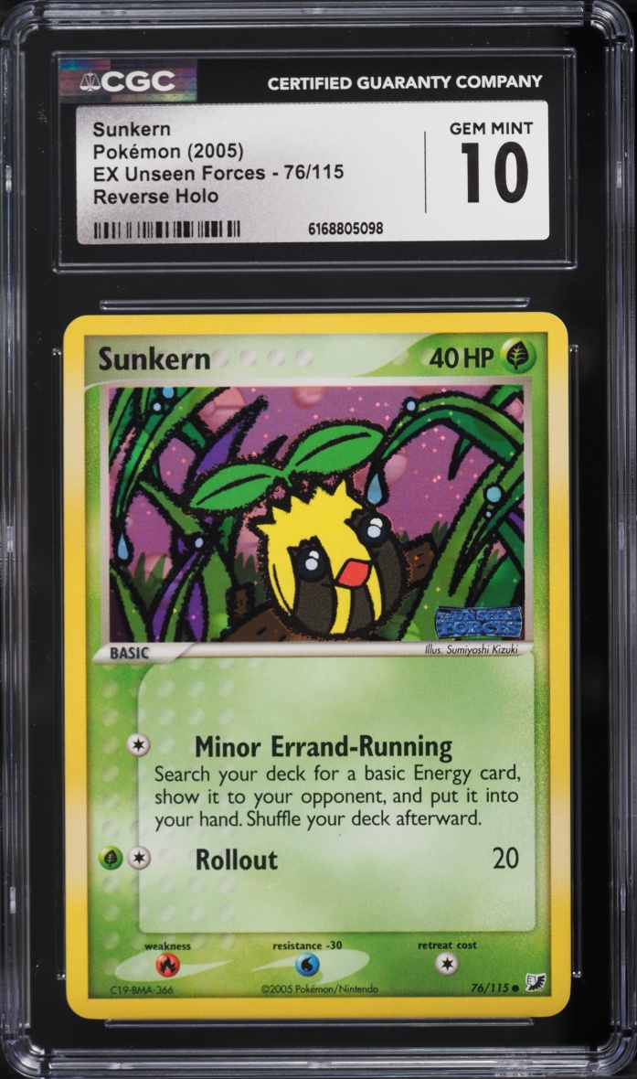 2005 Pokemon EX Unseen Forces Reverse Holo Sunkern #76 CGC 10 GEM MINT