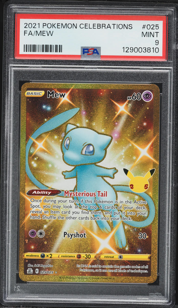 2021 Pokemon Sword & Shield Celebrations Gold Rare Mew #25 PSA 9 MINT