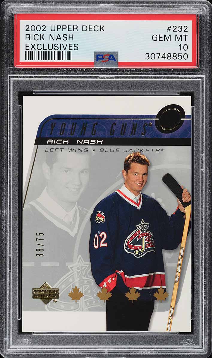 2002 Upper Deck Young Guns Exclusives Rick Nash ROOKIE /75 #232 PSA 10 GEM MINT
