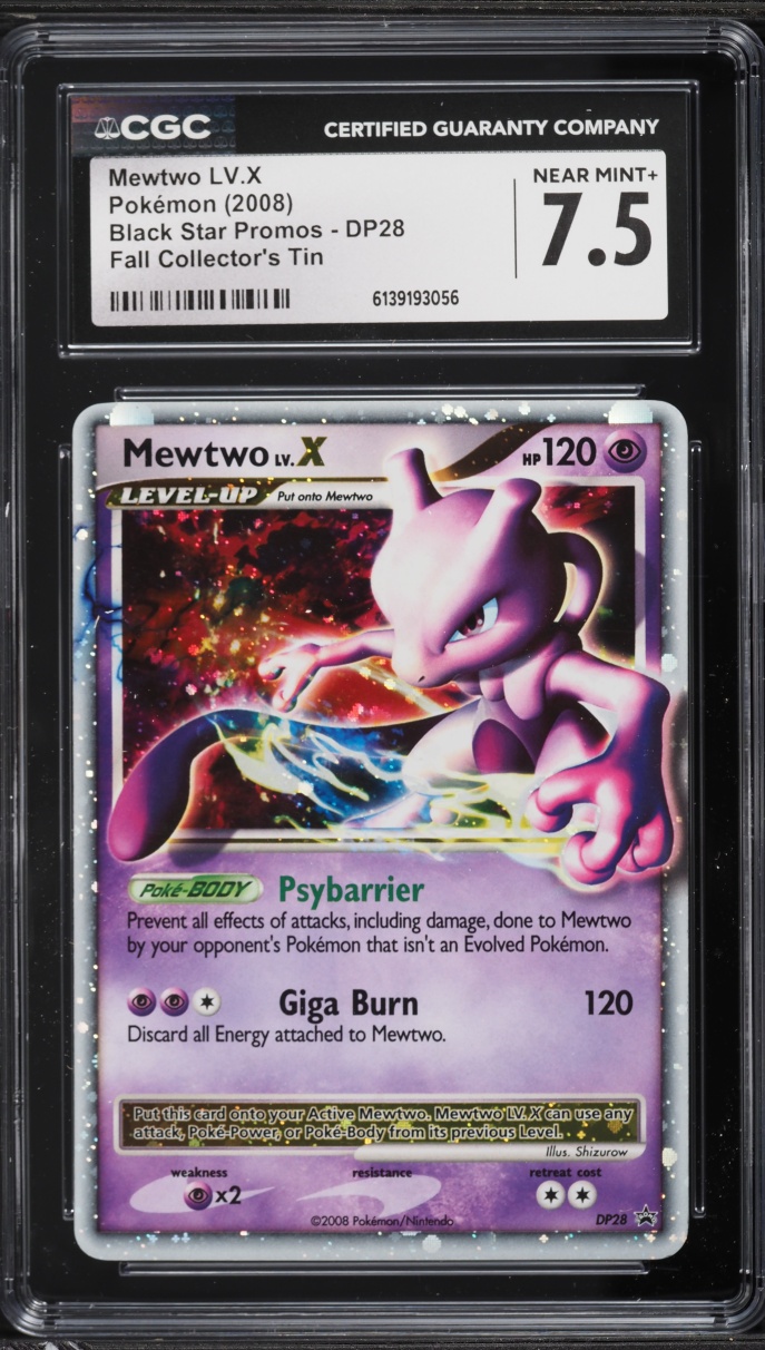 2008 Pokemon Diamond & Pearl Black Star Promo Holo Mewtwo Lv.X #DP28 CGC 7.5 NRMT+