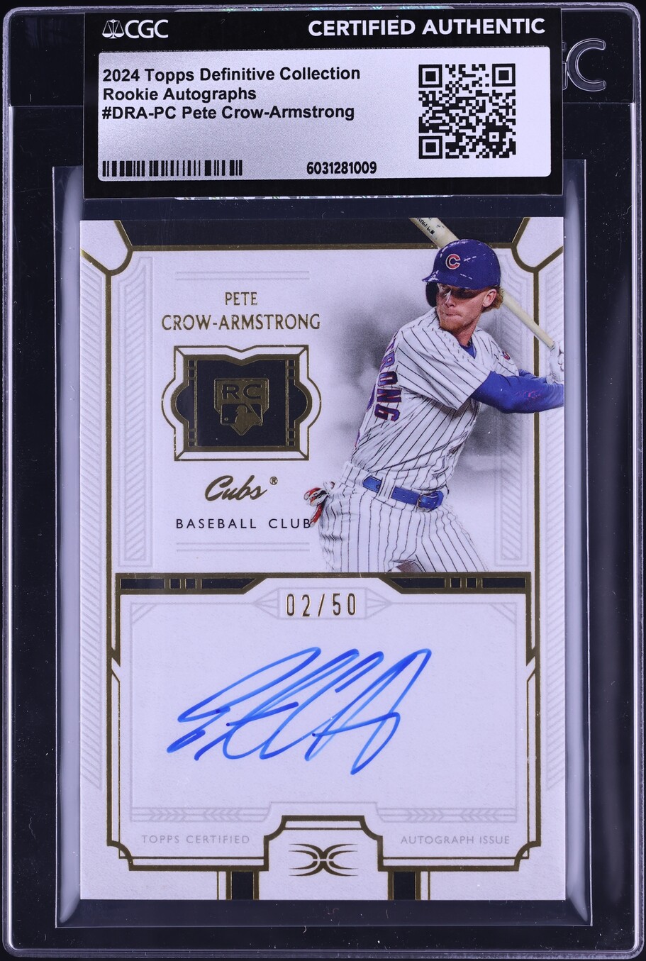 2024 Topps Definitive Collection Pete Crow-Armstrong ROOKIE AUTO /50 ...