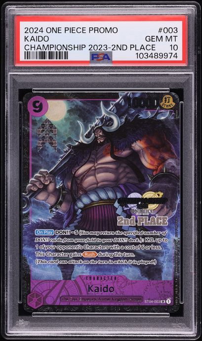 2024 One Piece Promo Championship '23 2nd Place Kaido #ST04-003 PSA 10 GEM MINT