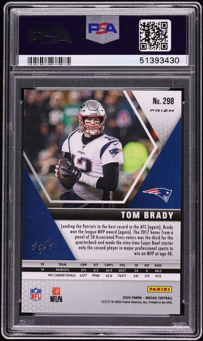 2020 Panini Mosaic Nebula Choice Tom Brady 1/1 #298 PSA 10 GEM MINT