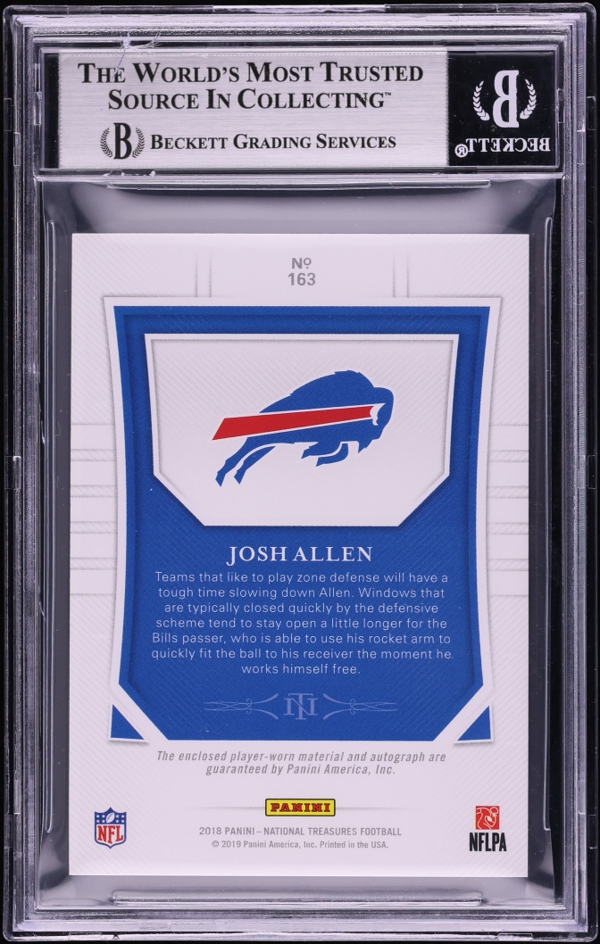 2018 National Treasures Josh Allen ROOKIE PATCH AUTO /99 #163 BGS 9 MINT