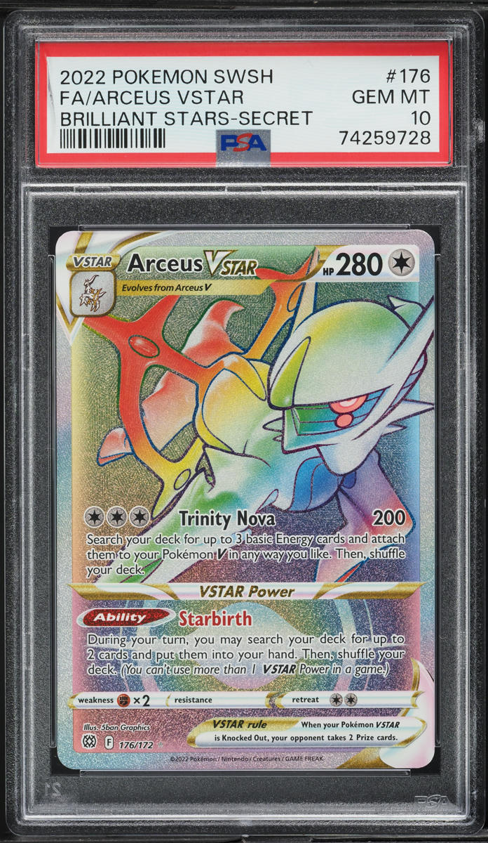 2022 Pokemon SWSH Brilliant Stars Hyper Rare Arceus VSTAR #176 PSA 10 GEM MINT