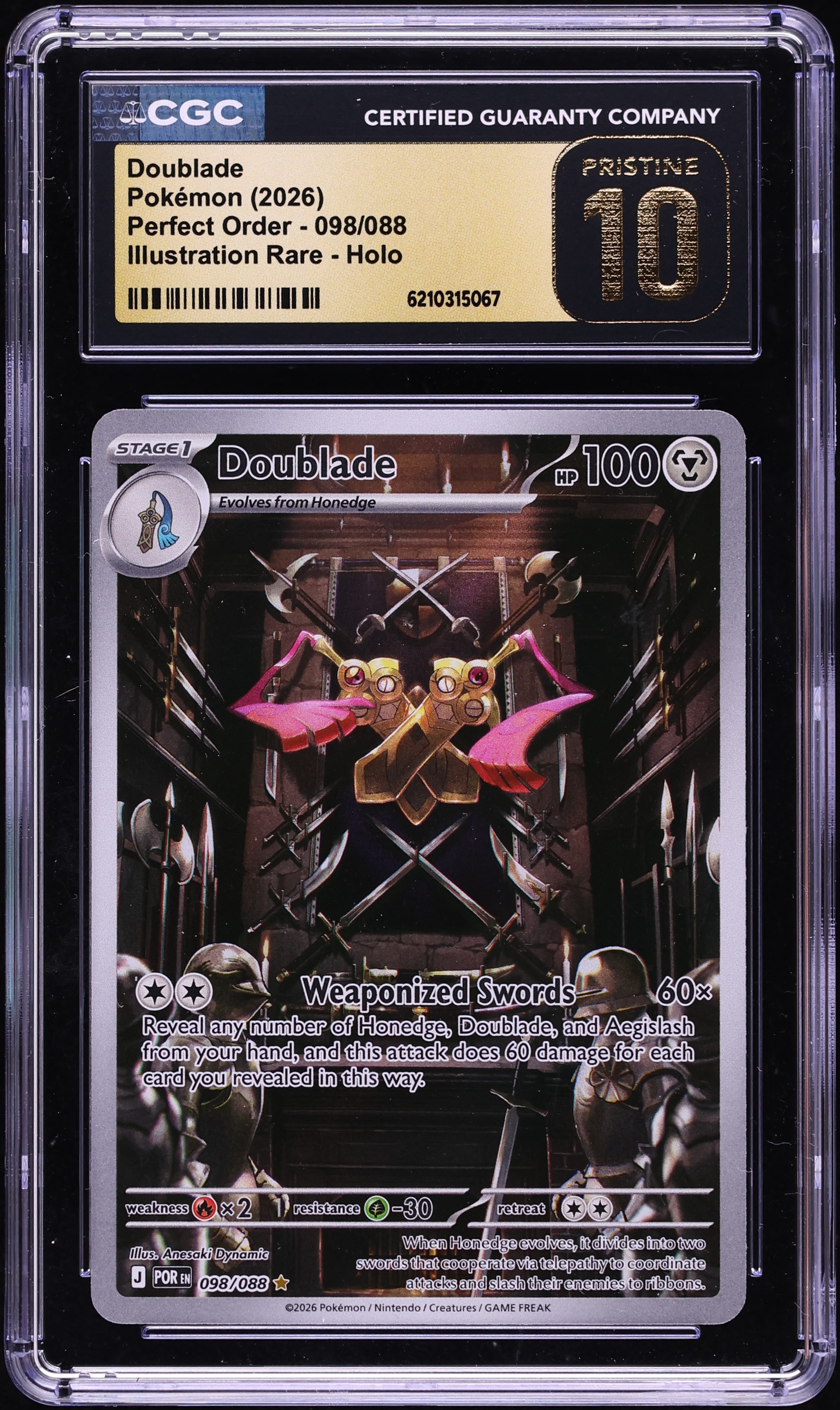 2026 Pokemon Mega Evolution Perfect Order IR Doublade #98 CGC 10 PRISTINE