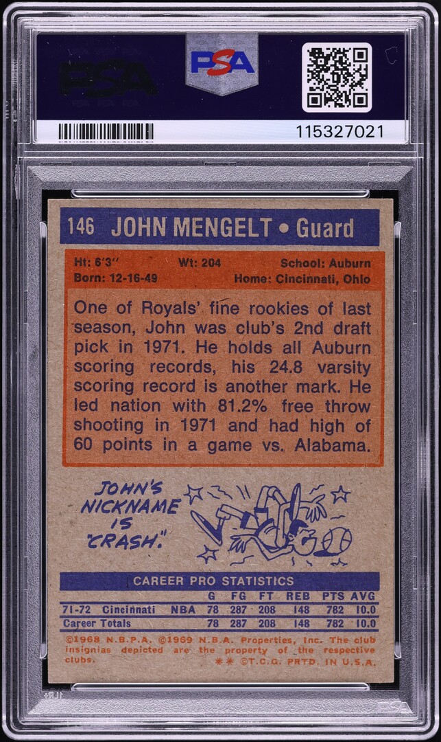 1972 Topps Basketball John Mengelt #146 PSA 6 EXMT
