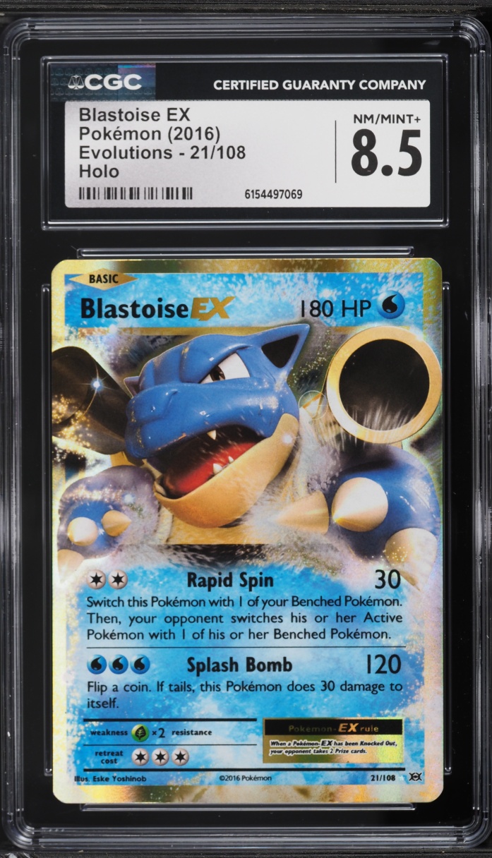 2016 Pokemon XY Evolutions Holo Blastoise EX #21 CGC 8.5 NM-MT+