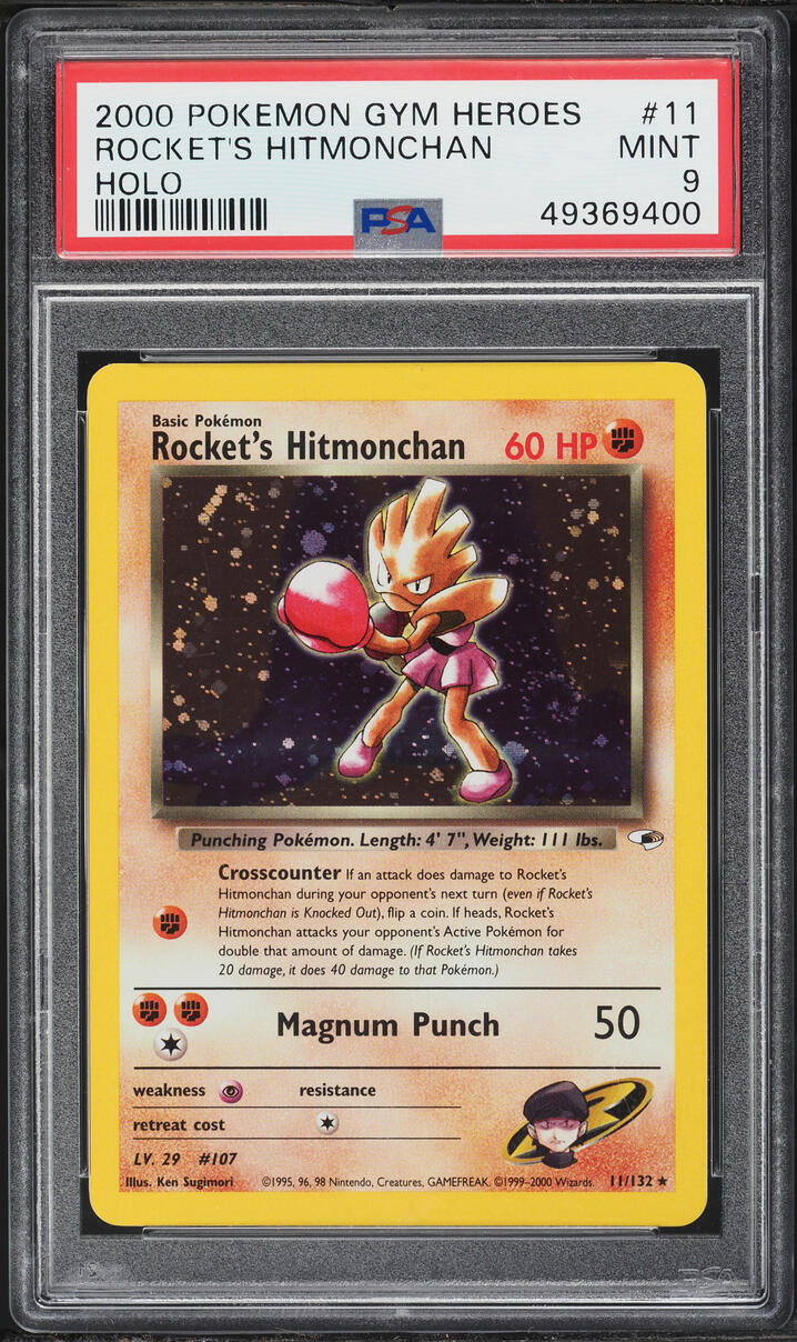 2000 Pokemon Gym Heroes Holo Rocket's Hitmonchan #11 PSA 9 MINT