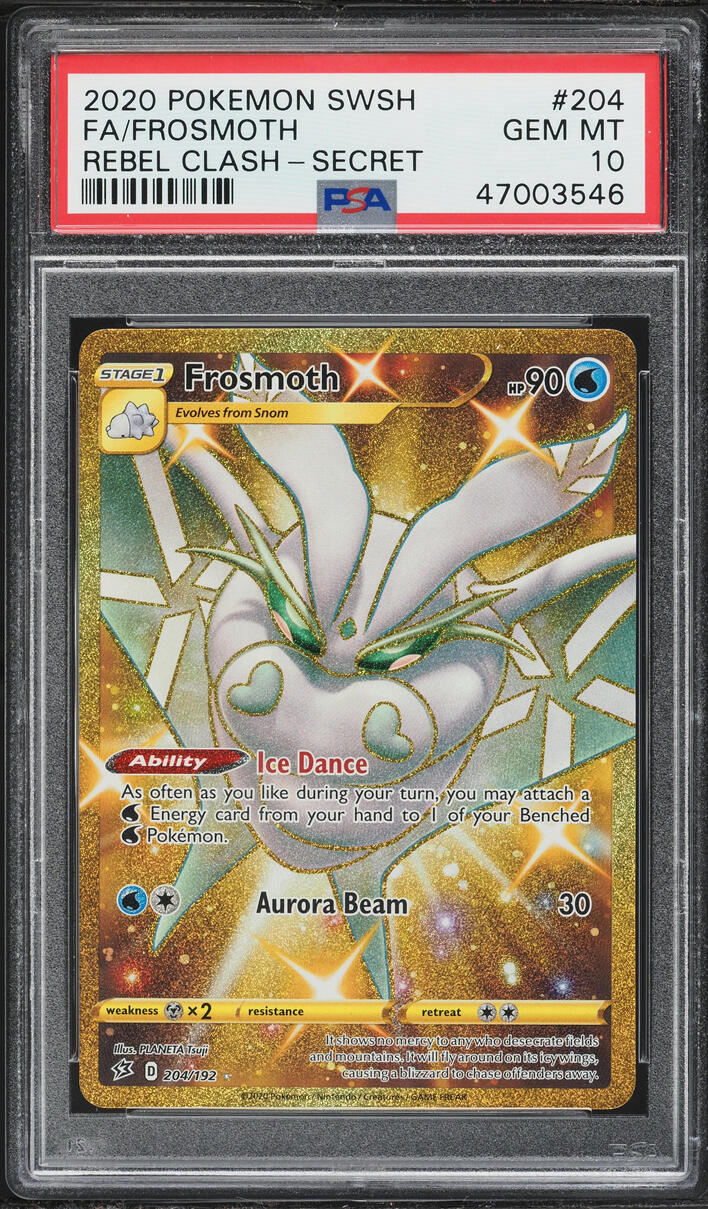 2020 Pokemon Sword & Shield Rebel Clash Gold Rare Frosmoth #204 PSA 10 GEM MINT