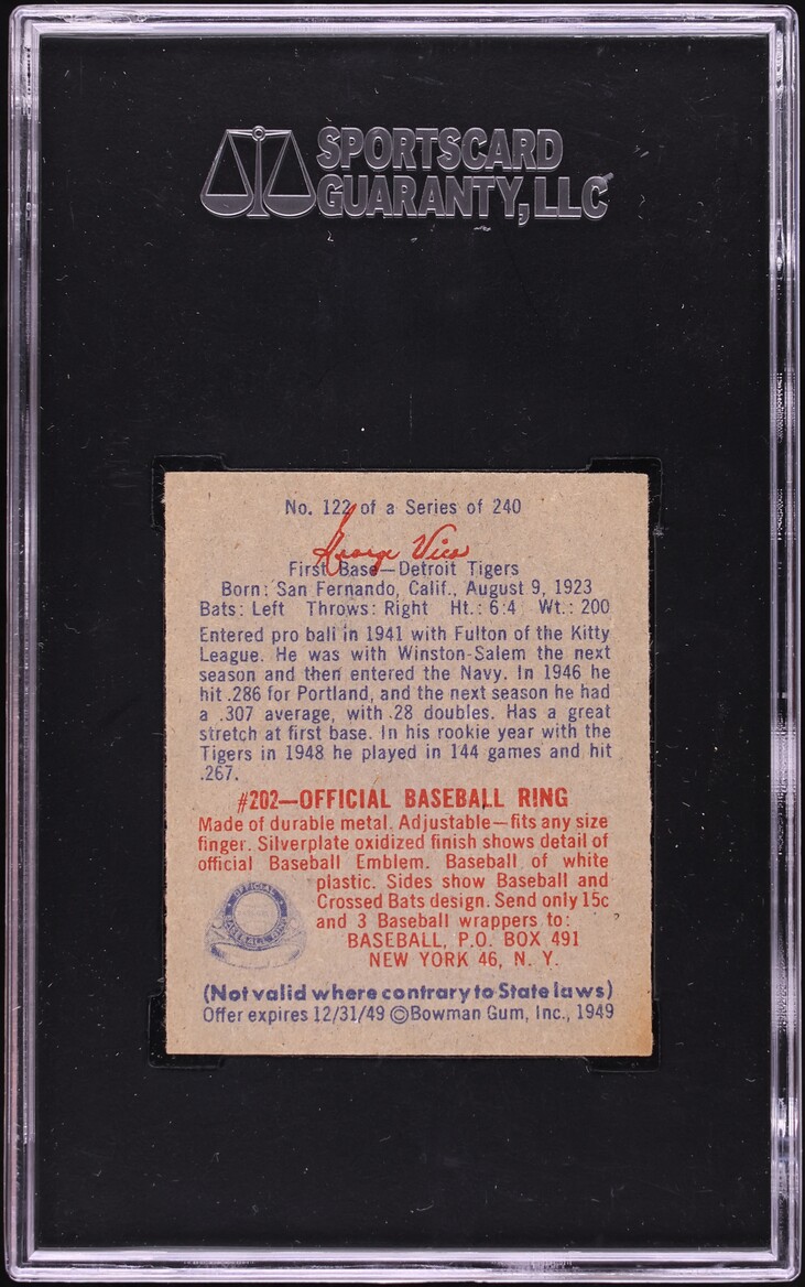 1949 Bowman George Vico #122 SGC 8 NM-MT