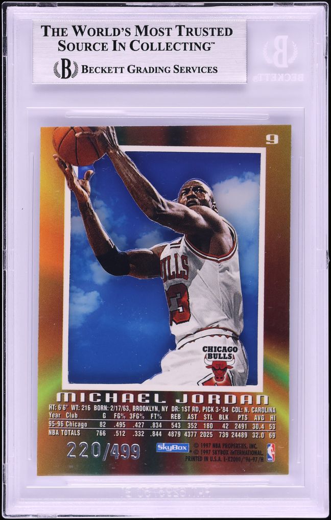 1996 Skybox E-X2000 Credentials Michael Jordan /499 #9 BGS 7.5 NRMT+