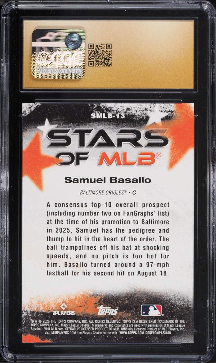 2026 Topps Stars Of MLB Samuel Basallo ROOKIE #SMLB-13 CGC 10 PRISTINE