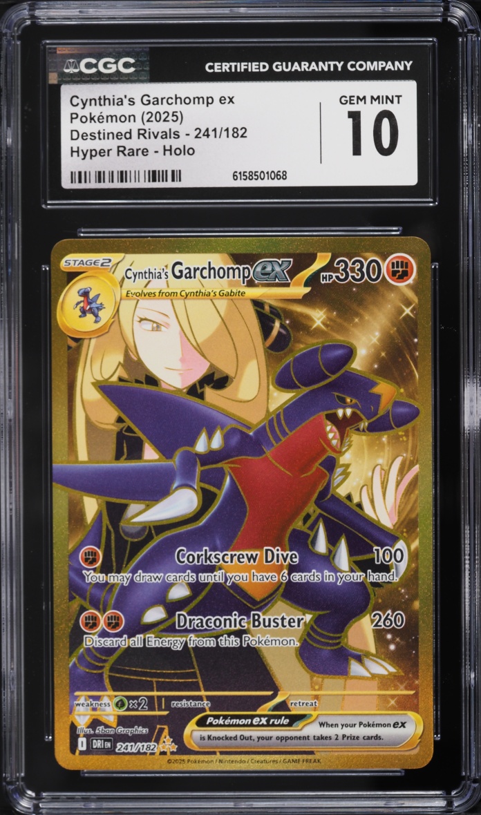2025 Pokemon Scarlet & Violet Destined Rivals Gold Rare Cynthia's Garchomp Ex #241 CGC 10 GEM