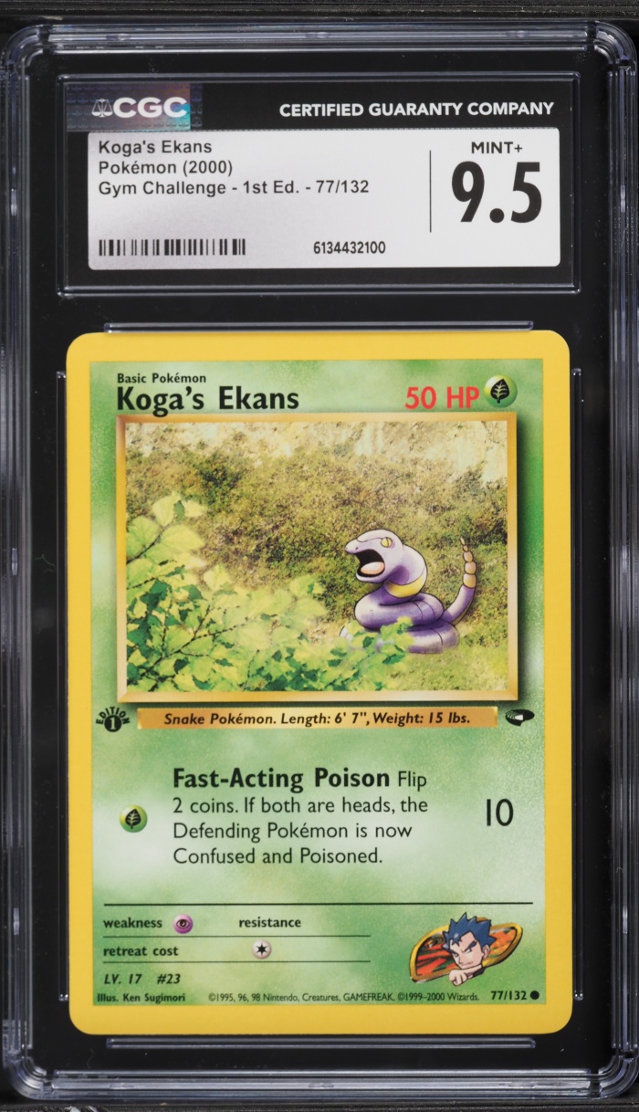 2000 Pokemon Gym Challenge 1st Edition Koga's Ekans #77 CGC 9.5 MINT+