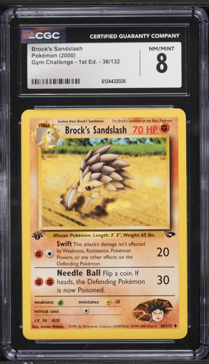 2000 Pokemon Gym Challenge 1st Edition Brock's Sandslash #36 CGC 8 NM-MT
