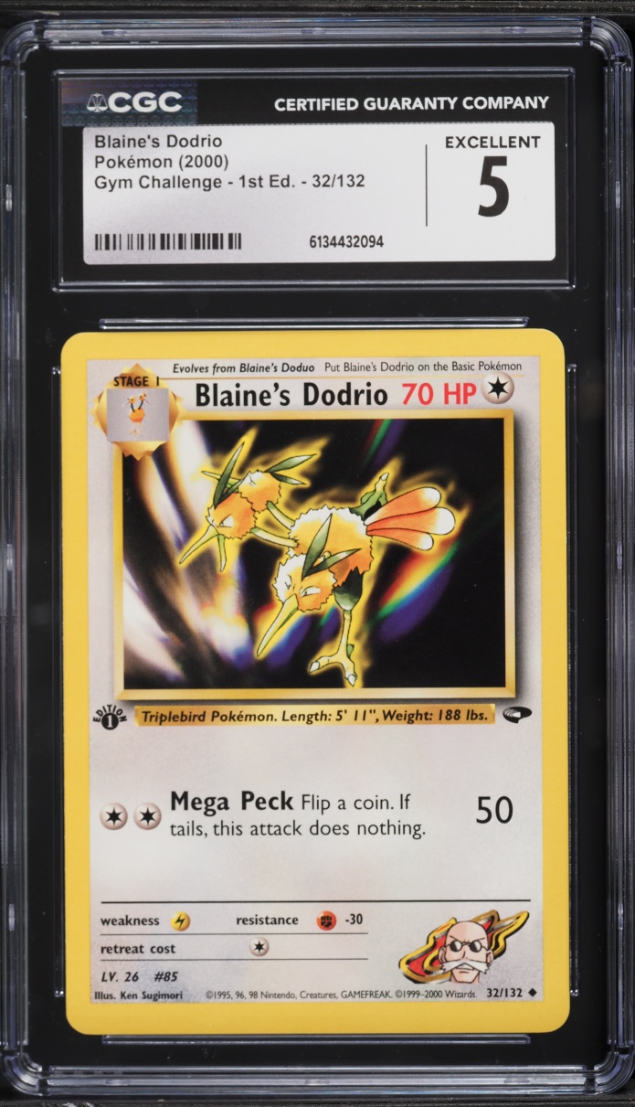 2000 Pokemon Gym Challenge 1st Edition Blaine's Dodrio #32 CGC 5 EX