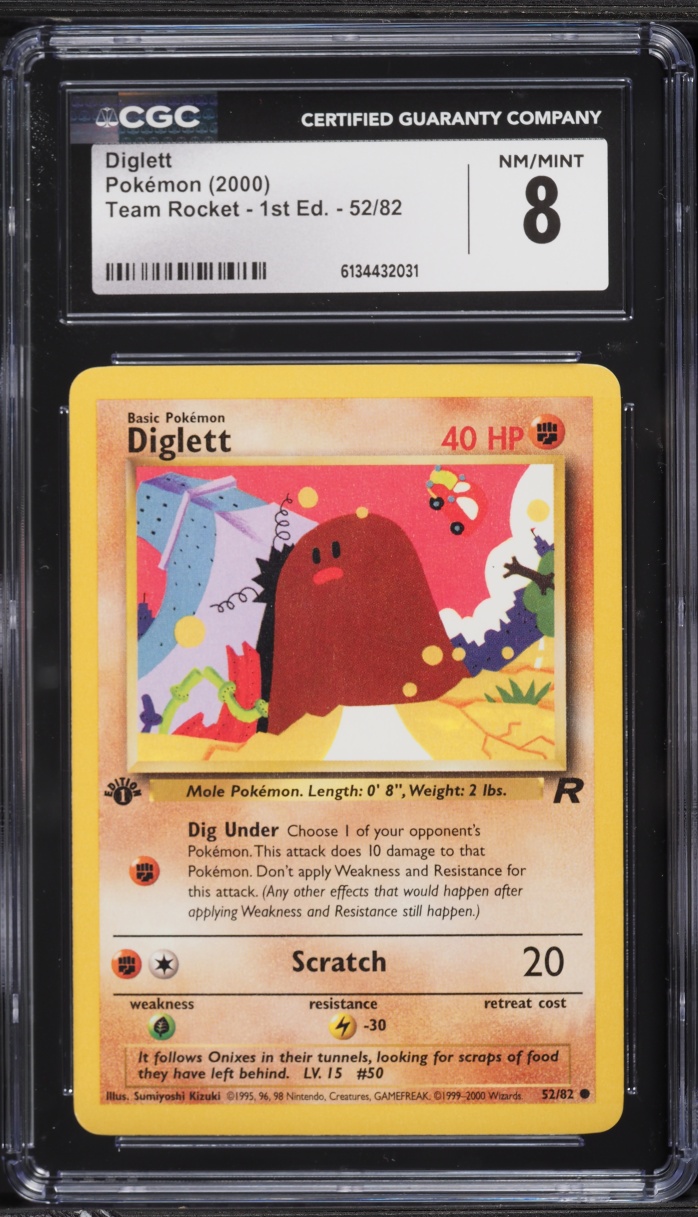 2000 Pokemon Team Rocket 1st Edition Diglett #52 CGC 8 NM-MT