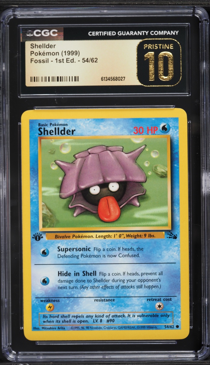 1999 Pokemon Fossil 1st Edition Shellder #54 CGC 10 PRISTINE