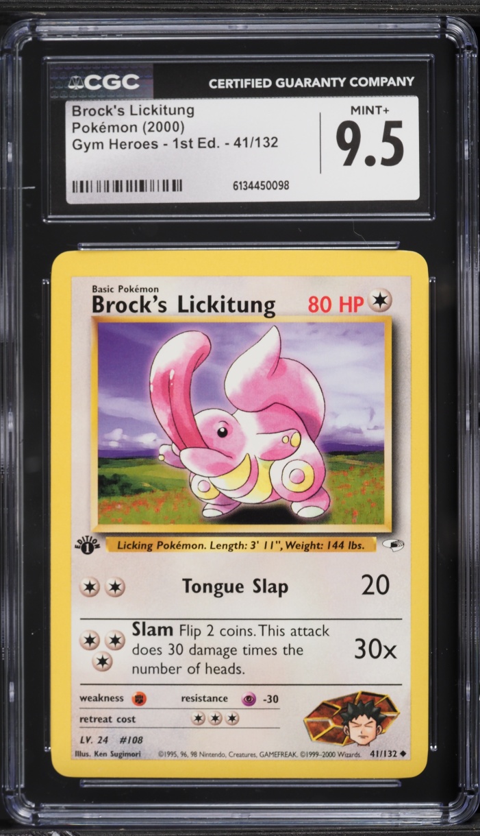 2000 Pokemon Gym Heroes 1st Edition Brock's Lickitung #41 CGC 9.5 MINT+
