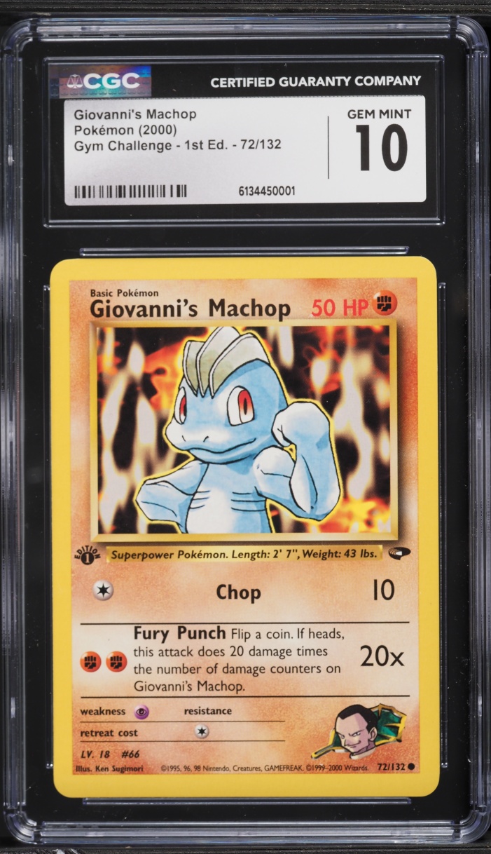 2000 Pokemon Gym Challenge 1st Edition Giovanni's Machop #72 CGC 10 GEM MINT