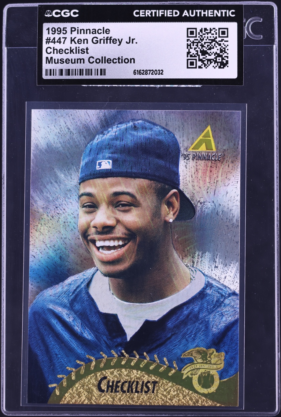 1995 Pinnacle Checklist Museum Collection Ken Griffey Jr. #447 CGC AUTH