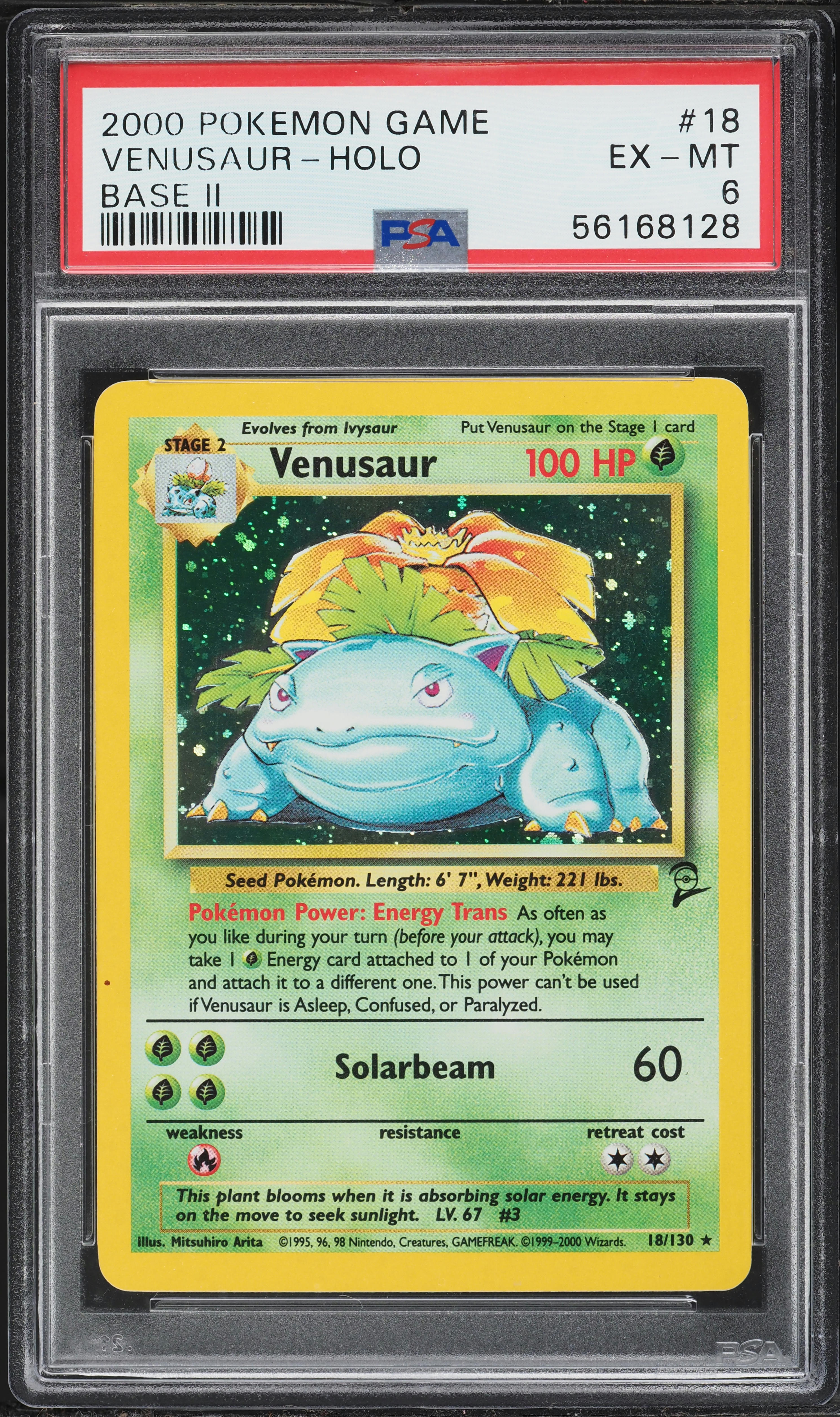 2000 Pokemon Base Set 2 Holo Venusaur #18 PSA 6 EXMT