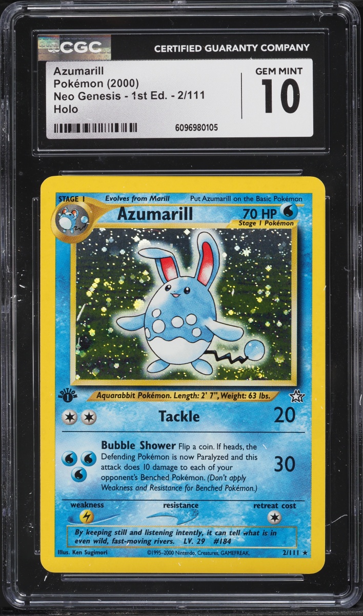2000 Pokemon Neo Genesis 1st Edition Holo Azumarill #2 CGC 10 GEM MINT