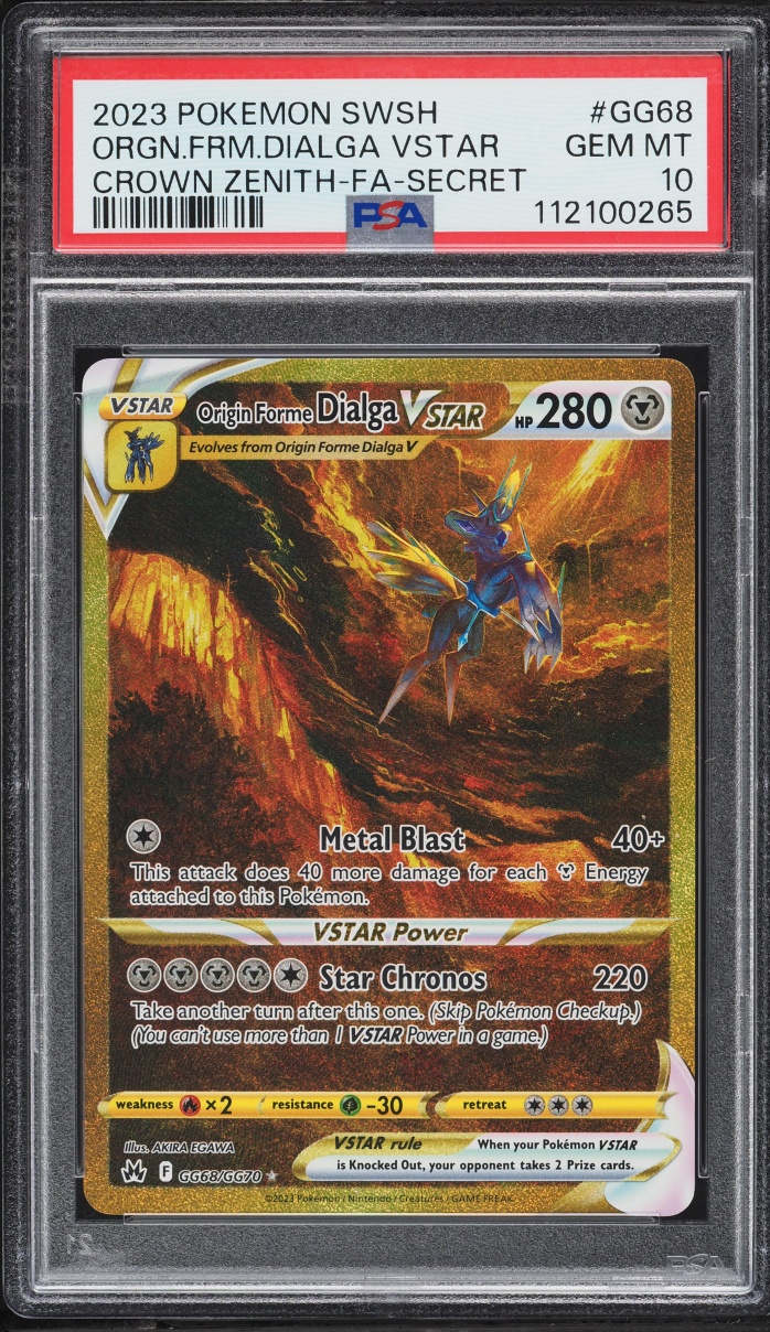 2023 Pokemon Sword & Shield Crown Zenith Gold Rare Origin Forme Dialga VSTAR #GG68 PSA 10 GEM