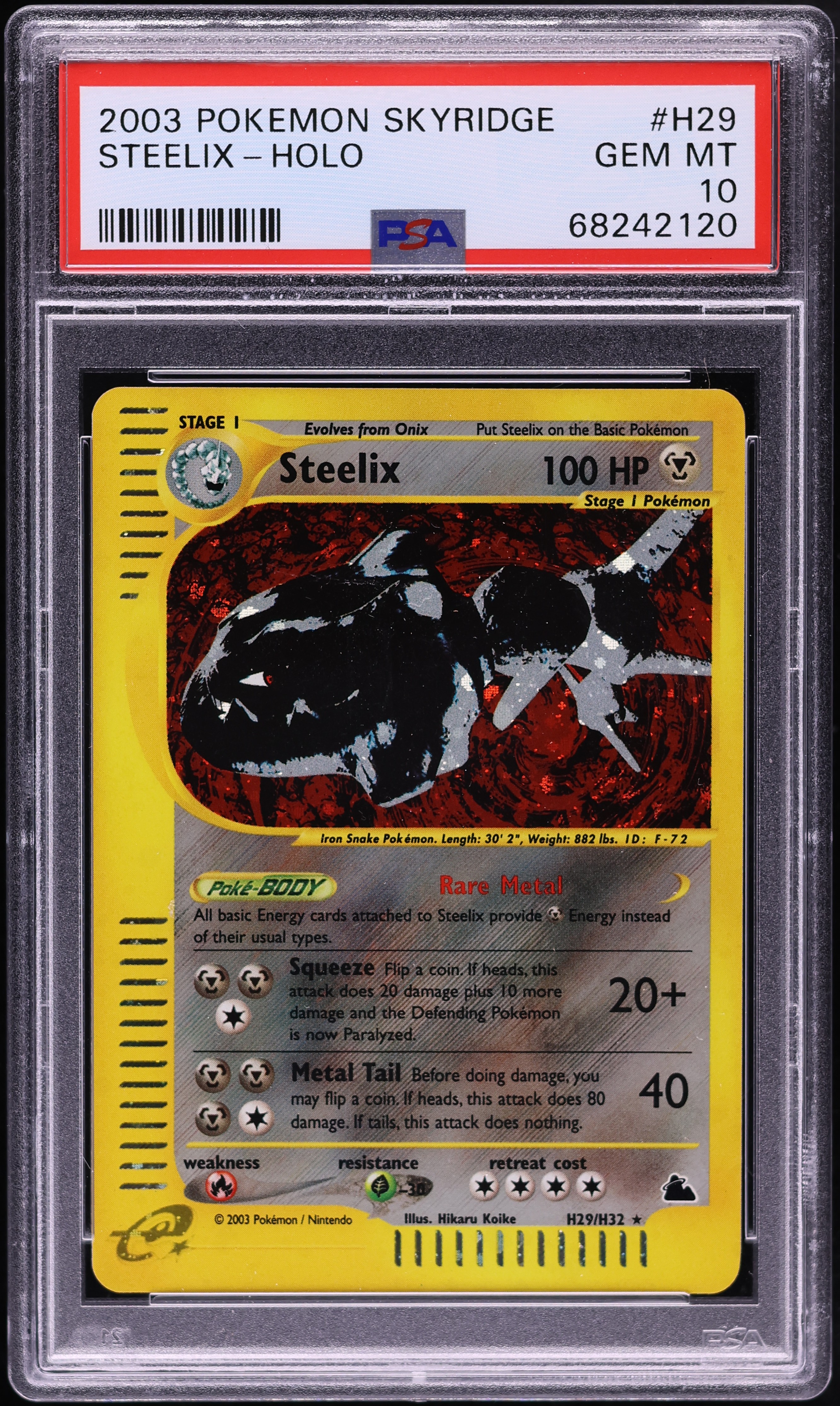 2003 Pokemon Skyridge Holo Steelix #H29 PSA 10 GEM MINT