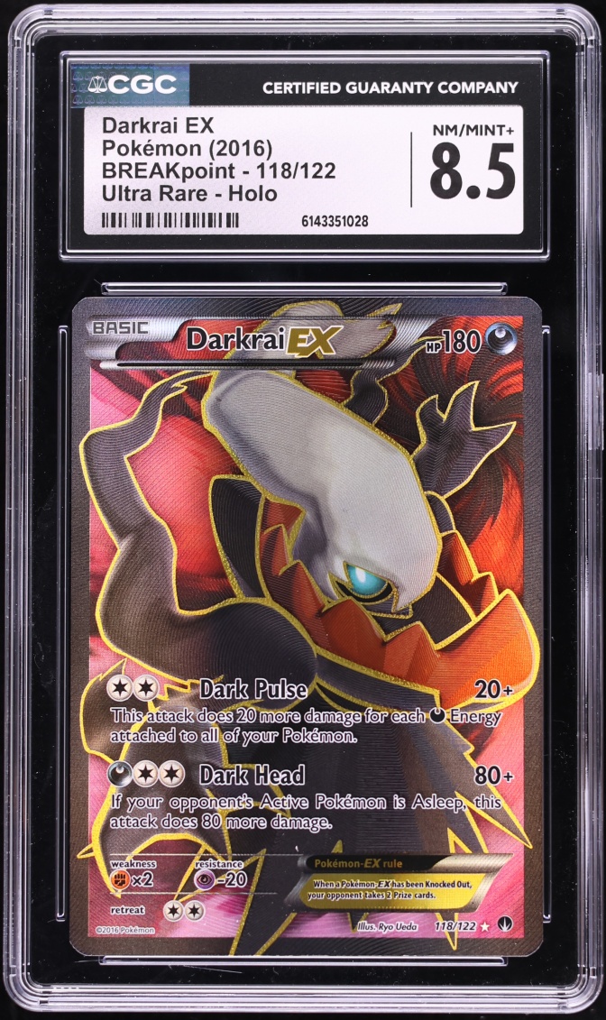 2016 Pokemon XY BREAKpoint Full Art Darkrai EX #118 CGC 8.5 NM-MT+